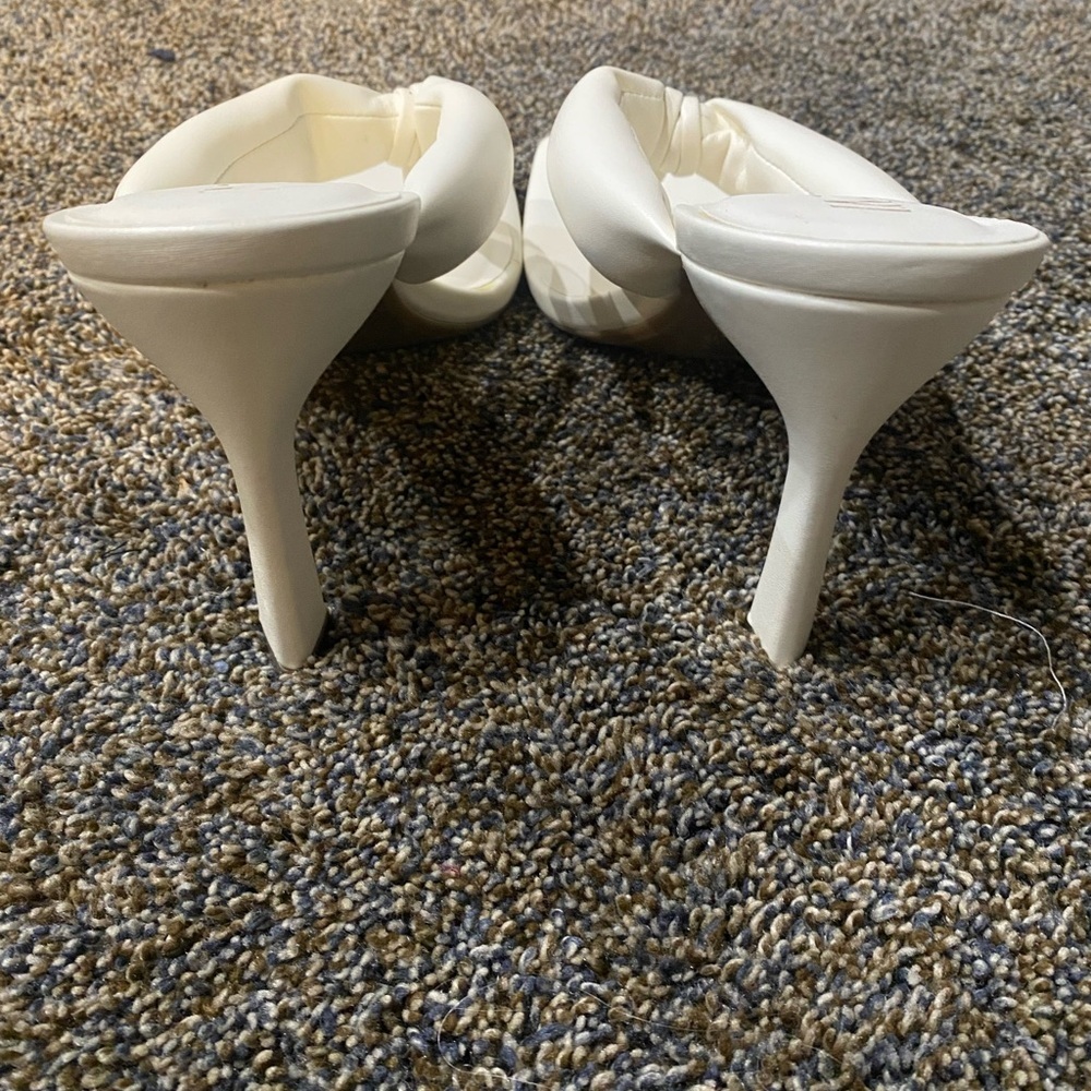White faux leather square toed heeled sandals by I.N.C​ - Picture 5 of 10